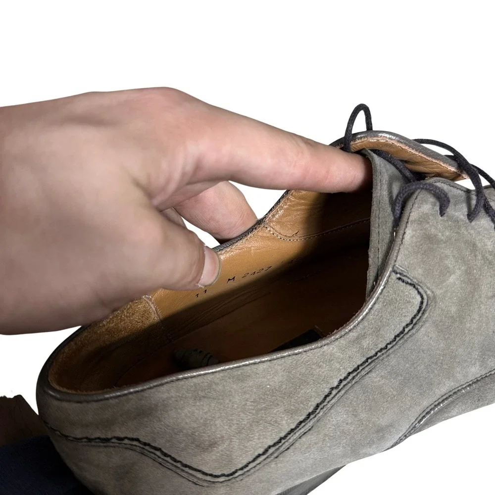Mezlan Derby Shoes Mens 11M Grey Suede Split Toe Lace Up Dress Spain SKU 11124